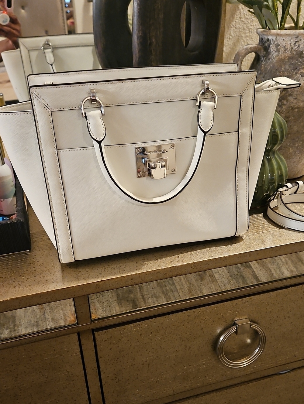 Michael Kors Large White Tina Satchel